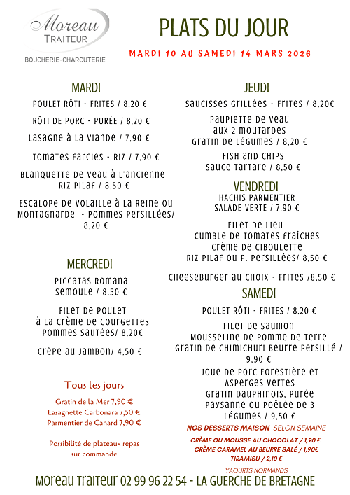 PLATS du jour semaine internet